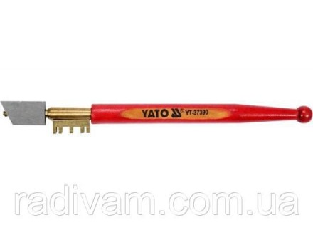 Нож для резки стекла YATO YT-37390 с алмазным наконечником, стальной головкой, с. . фото 3