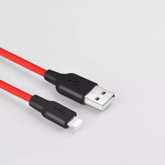  Кабель USB Hoco X21 Plus Silicone 2.4 A Lightning для iPhone iPad Red (2 m)
 
 . . фото 3