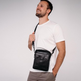 
	Мужская сумка Tiding Bag N2-8013A изготовлена из натуральной кожи черного цвет. . фото 7