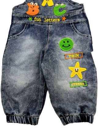 
Турецький джинсовий костюм для хлопчика. До комплекту входить комбінезон і футб. . фото 3