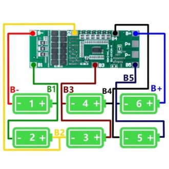 Плата BMS 6S 40А Li-Ion 18650 24в BW-6S40A-A Контролер заряду-розряду для lipo а. . фото 6