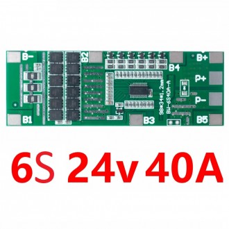 Плата BMS 6S 40А Li-Ion 18650 24в BW-6S40A-A Контролер заряду-розряду для lipo а. . фото 2