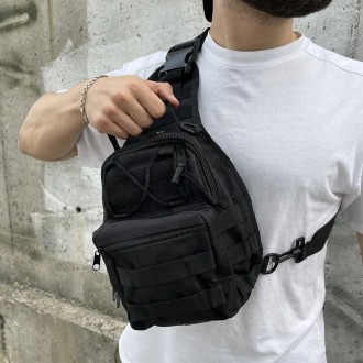  Чоловіча тактична багатофункціональна сумка нагрудна-слінг через плече з систем. . фото 4
