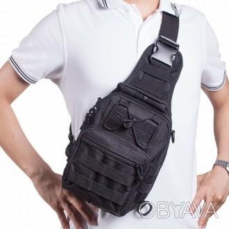  Чоловіча тактична багатофункціональна сумка нагрудна-слінг через плече з систем. . фото 1
