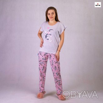 Пижама летняя женская домашняя футболка со штанами розовая р42-54
Женская пижама. . фото 1