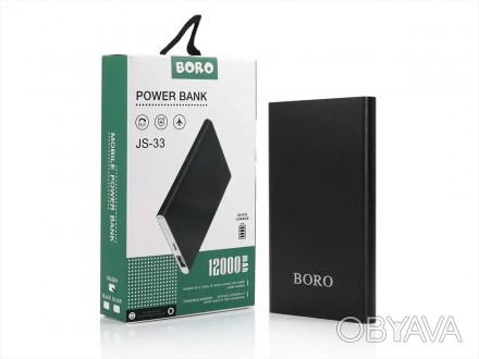 Зовнішній акумулятор (power bank) 12000mAh (3000mAh) Boro JS-33
Зовнішній акумул. . фото 1