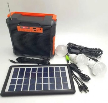 Переносной фонарь с солнечной панелью (Радио+ Bluetooth, встроенный аккум - 6V 4. . фото 2