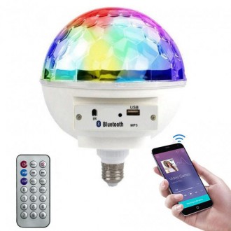 Диско-куля LED Cryst almagic ball light E27 997 BT має компактний дизайн у вигля. . фото 4