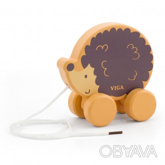 Детская деревянная игрушка каталка на веревке Viga Toys PolarB Ежик развивающая