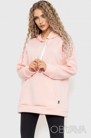 Худи женский на флисе цвет персиковый 182R22037