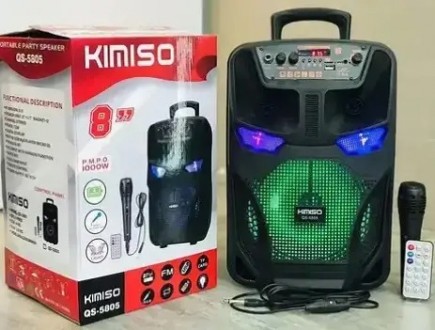 Kimiso QS-5805 8" Беспроводная портативная bluetooth колонка - чемодан с ка. . фото 2