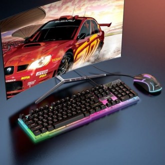 Ігровий набір 2 в 1 клавіатура і мишка HOCO GM11 Terrific glowing RGB володіє вс. . фото 3
