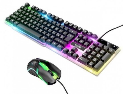Ігровий набір 2 в 1 клавіатура і мишка HOCO GM11 Terrific glowing RGB володіє вс. . фото 2