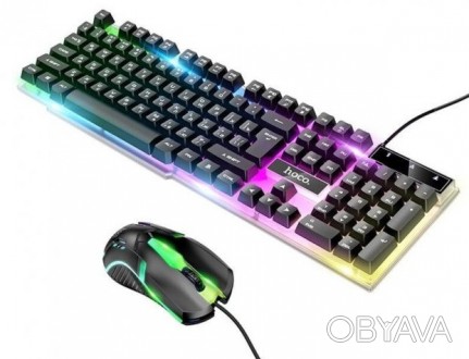 Ігровий набір 2 в 1 клавіатура і мишка HOCO GM11 Terrific glowing RGB володіє вс. . фото 1