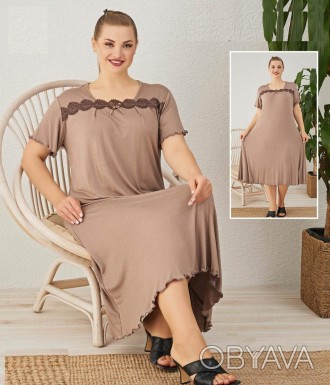 Женская ночная рубашка большого размеров 58-66 р, 6 цветов, длина 110 см, вискоз. . фото 1