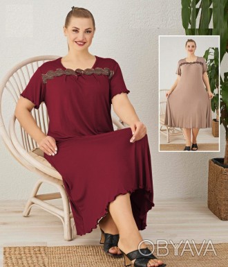 Женская ночная рубашка большого размеров 58-66 р, 6 цветов, длина 110 см, вискоз. . фото 1