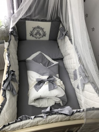 Комплект постельного белья Baby Comfort Royal Baby серо-молочный 8 элементов. Одесса. фото 1 Комплект постельного белья Baby Comfort Royal Baby серо-молочный 8 элементов. Одесса. фото 1