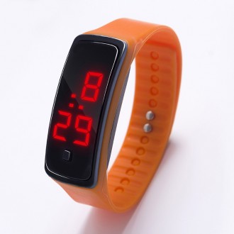 Спортивные силиконовые часы-браслет LED оранжевые SW2-08. Сумы. фото 1 Спортивные силиконовые часы-браслет LED оранжевые SW2-08. Сумы. фото 1