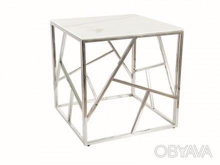 
Журнальний столик ESCADA B II білий ефект мармуру/срібний 55X55 : стильна і суч. . фото 1