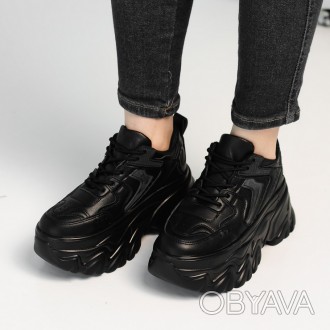 Женские кроссовки черные Vivian 3912 Кроссовки женские выполнены из искусственно. . фото 1
