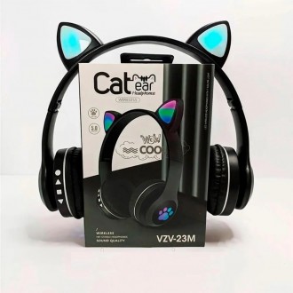 Беспроводные наушники CAT VZV-23M с кошачьими ушками Bluetooth с подсветкой Черн. Красноград. фото 1 Беспроводные наушники CAT VZV-23M с кошачьими ушками Bluetooth с подсветкой Черн. Красноград. фото 1