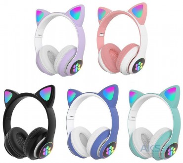 Беспроводные наушники CAT VZV-23M с кошачьими ушками Bluetooth с подсветкой Фиол. Красноград. фото 1 Беспроводные наушники CAT VZV-23M с кошачьими ушками Bluetooth с подсветкой Фиол. Красноград. фото 1