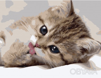 Картина для рисования по номерам Маленький котик от производителя Стратег Хотите. . фото 1