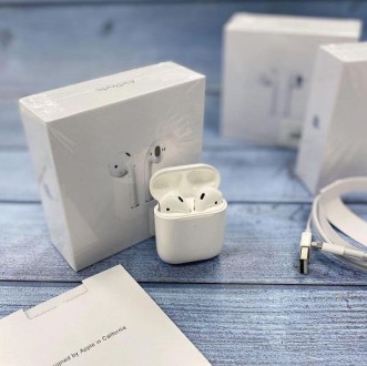 Беспроводные наушники AirPods 2 Bluetooth с функцией беспроводной зарядки кейса . . фото 3