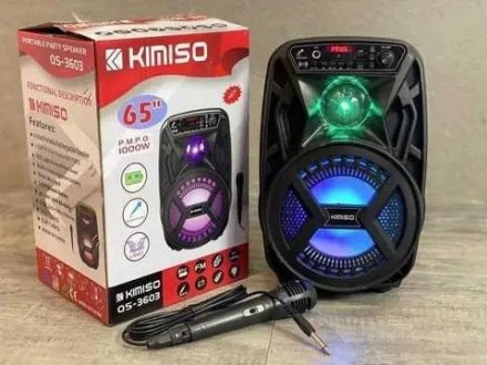 Kimiso QS-3603 6,5" Бездротова портативна bluetooth колонка — валіза . . фото 6