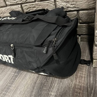 Спортивна, дорожня сумка-рюкзак унісекс Sport білий логотип:
- Плечовий ремінь;
. . фото 3