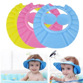 Мягкая удобная шапочка для детей предотвратит попадание в уши и глаза воды и шам. . фото 1