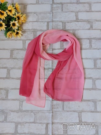 Шифоновый шарф платок розовый омбре