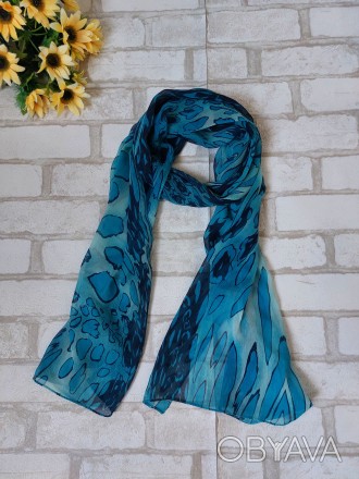 Шифоновый шарф платок голубой