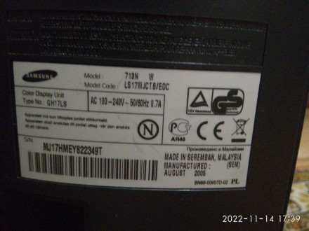 Продам монитор 17", Samsung SyncMaster 713 N LS 17JCTB/EDC. Компактный жидк. . фото 4
