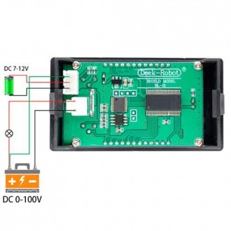Цифровой вольтметр амперметр ваттметр DC 0-100В 10А 1000Вт Deek-robotВстраиваемы. . фото 2