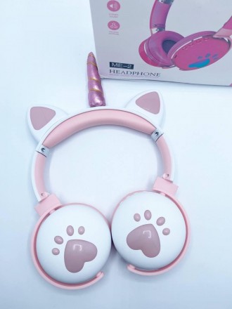  Детские наушники с ушками Catear Unicorn ME2-CU Bluetooth беспроводные с LED по. . фото 4