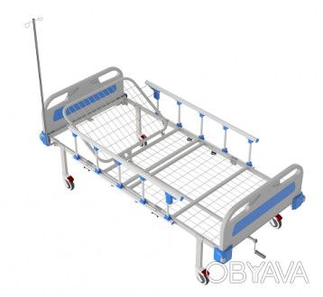 Кровать медицинская функциональная АТОН КФ-2-МП-БП-ОП-Ш-К125 с пластиковыми быль. . фото 1