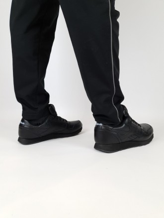 Кроссовки мужские черные Reebok Classic Leather Black. Обувь мужская весна осень. . фото 10