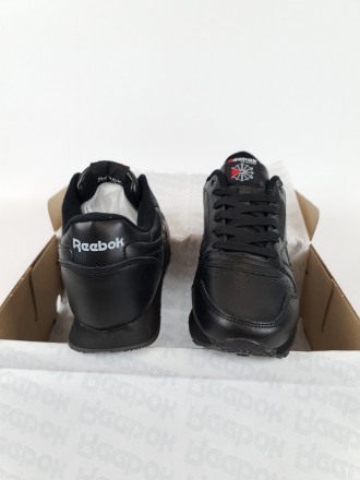 Кроссовки мужские черные Reebok Classic Leather Black. Обувь мужская весна осень. . фото 8