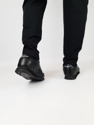 Кроссовки мужские черные Reebok Classic Leather Black. Обувь мужская весна осень. . фото 11