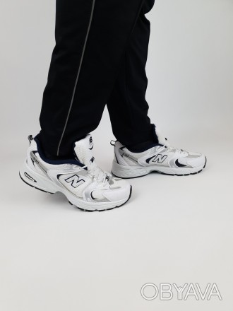 Весенние кроссовки мужские и женские белые с серым New Balance 530 White Silver.. . фото 1