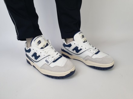 Кроссовки мужские темно синие с белым New Balance 550 White Navi. Весенние кросс. . фото 9