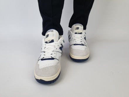 Кроссовки мужские темно синие с белым New Balance 550 White Navi. Весенние кросс. . фото 11