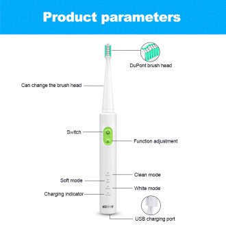 Звукова електрична зубна щітка Azdent AZ-1 - нова зубна щітка, яка має частоту д. . фото 4