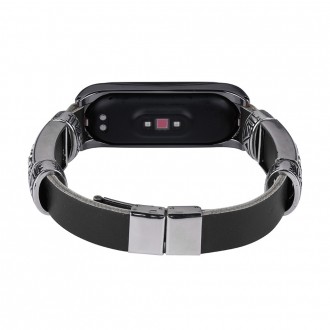 Ремешок винтажный для фитнес-браслета Xiaomi Mi Band 3 и 4 Type B - это кожаный . . фото 6