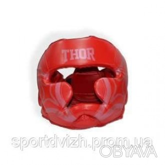 Защитный шлем боксерский THOR 727 (PU) COBRA Red с защитой подбородка. Прочная к. . фото 1