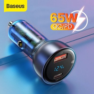 Автомобильное зарядное устройство Baseus Dual Quick Charger 65W USB + Type-C (VC. . фото 4