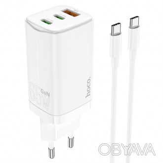 Сетевое зарядное устройство Hoco N16 Scenery GaN 65W three-port и кабель Type-C