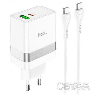 Мережевий зарядний пристрій Hoco N21 Extension speed PD30W+QC3.0 і кабель Type-C. . фото 1