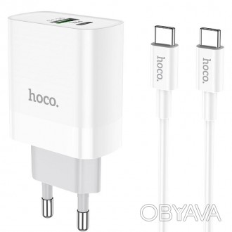 Сетевое зарядное устройство Hoco C80A Rapido PD20W + QC3.0 и кабель Type-C-Type-